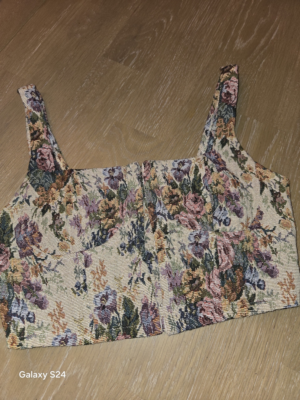 wild fable Floral Tapestry Crop Top Vest - Cream Multi Womens M